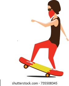 men riding skateboard with white background