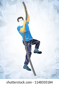 Men with rope in functional training, cartoon vector illustration. rock climbing sport