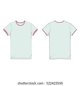 Men Round Neck Ringer Tee Vector Template