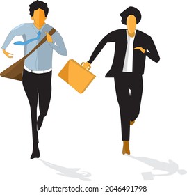 Hombres Corriendo ilustración vectorial plana. 