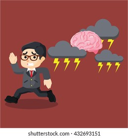 men running from stressed brain