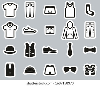 Men s Clothing & Accessories Icons Black & White Sticker Set Big