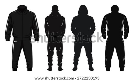 men s tracksuits black silhouettes vector hoodie tracksuit