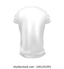 Men s white t-shirt with short sleeve mockup. Front, side and back view on white background. Vector template.