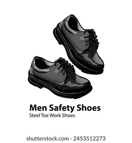 Men Safety Shoes Steel Toe Work Shoes Illustration. This is unique very detail men safety shoes drawing. Realistic