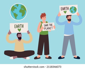 los hombres salvan a los íconos del planeta