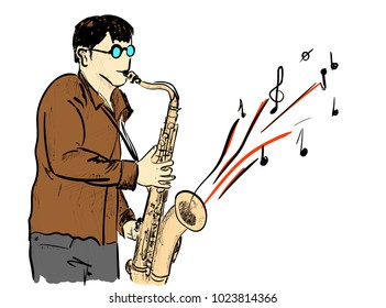men and saxophone