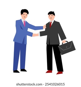 Men shake hands. Vector simple color flat illustration.