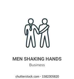 Men shaking hands outline vector icon. Thin line black men shaking hands icon, flat vector simple element illustration from editable business concept isolated on white background