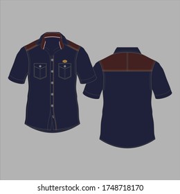 men shirt with short sleeves and patch pockets in vector graphic 