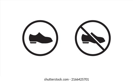 Men shoe icon. Shoe prohibition sign. Shue stop symbol vector illustration