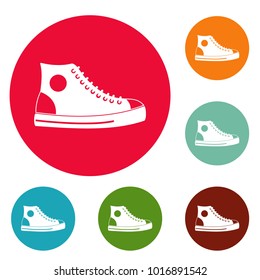 Men shoe icons circle set vector isolated on white background