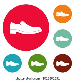 Men shoe icons circle set vector isolated on white background