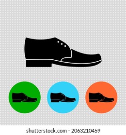 Men shoe simple transparent icon and round icons with men's boots. Isolated vector illustration and clipart with male footwear on transparent background. 