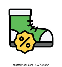men shoes and discount tag vector with editable stroke