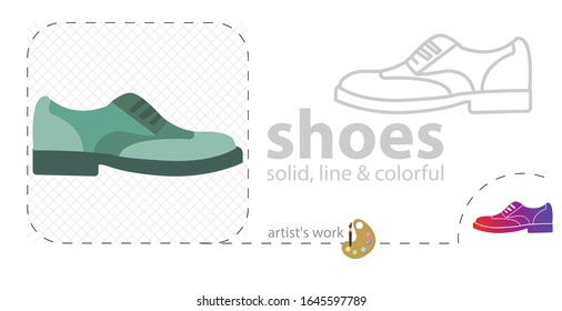 men shoes flat icon. line icon