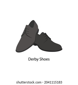Men Shoes Flat Vector illustartion. Cartoon style Men's Derby Shoes vector icon isolated on white background. 