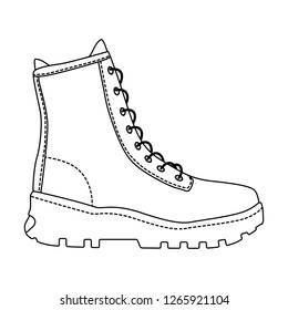 Men shoes high top sneakers isolated. Male man season shoes icons. Technical sketch. Footwear vector illustration