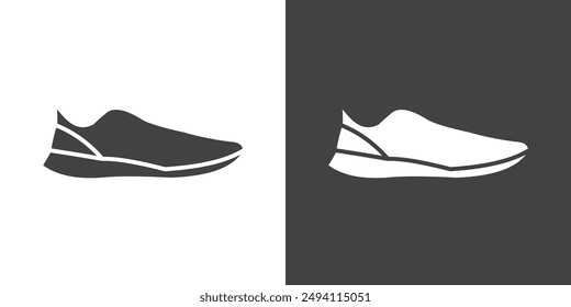 Men Shoes Icon Flat set in black and white color outline vector
