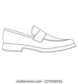 Men shoes isolated. Classic loafers. Male man season shoes icons. Technical drawing footwear vector illustration