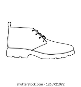 Men shoes isolated. Male man season shoes icons. Technical sketch. Footwear vector illustration