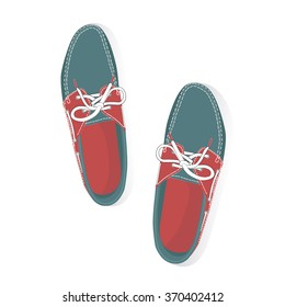 Men shoes pair. Leather footwear. Vector illustration.