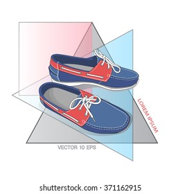 Men shoes pair on fashion background. Vector illustration.