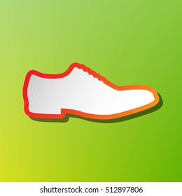 Men Shoes sign. Contrast icon with reddish stroke on green backgound.