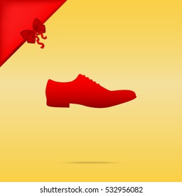 Men Shoes sign. Cristmas design red icon on gold background.
