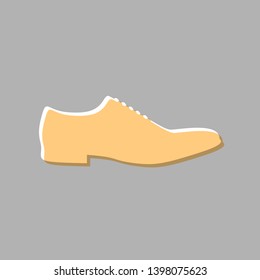 Men Shoes sign. Emboss effect with light orange icon on gray background.