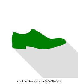 Men Shoes sign. Green icon with flat style shadow path.
