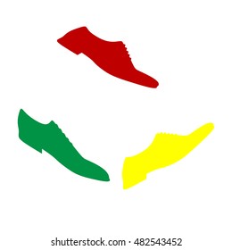 Men Shoes sign. Isometric style of red, green and yellow icon.