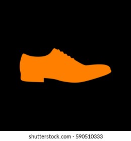 Men Shoes sign. Orange icon on black background.