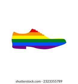 Men Shoes sign. Rainbow gay LGBT rights colored Icon at white Background. Illustration.