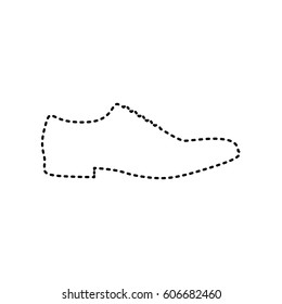 Men Shoes sign. Vector. Black dashed icon on white background. Isolated.