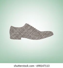 Men Shoes sign. Vector. Brown flax icon on green background with light spot at the center.