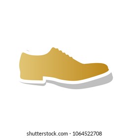 Men Shoes sign. Vector. Golden gradient icon with white contour and rotated gray shadow at white background.