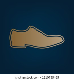 Men Shoes sign. Vector. Golden icon and border at dark cyan background.