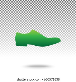 Men Shoes sign. Vector. Green gradient icon with shadow at bottom on transparent and white background.