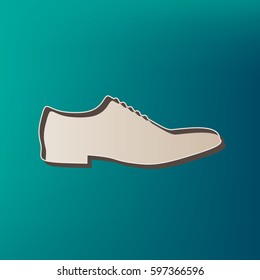 Men Shoes sign. Vector. Icon printed at 3d on sea color background.