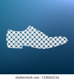 Men Shoes sign. Vector. White textured icon at lapis lazuli gradient background.