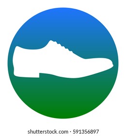 Men Shoes sign. Vector. White icon in bluish circle on white background. Isolated.