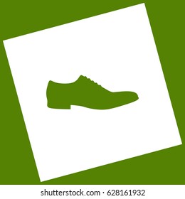 Men Shoes sign. Vector. White icon obtained as a result of subtraction rotated square and path. Avocado background.