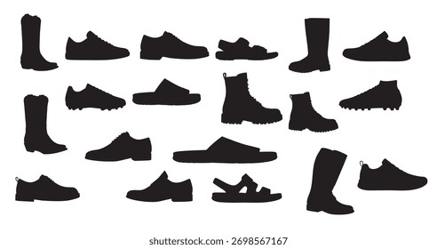 Hombres Zapatos Silueta Ilustración vectorial