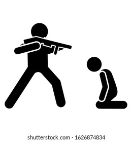 Men shoot fear icon. Simple warning armed man icons for ui and ux website or mobile application