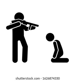 Men shoot gun icon. Simple warning armed man icons for ui and ux website or mobile application