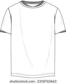 men short sleeve,rib collar and rib sleeve detail ,knitwear basic tshirt technical drawing vector