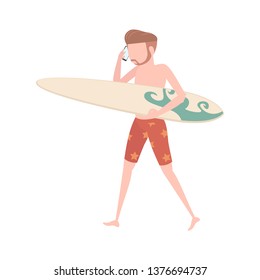 Men in shorts with surfboard