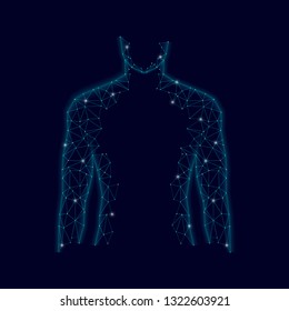 Men silhouette 3d low poly geometric model. Future science technology polygonal geometric wire mesh vector illustration