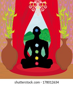 Men silhouette - chakra points 